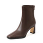 Chunky Heeled Tall Leather Stretch Riding Boots