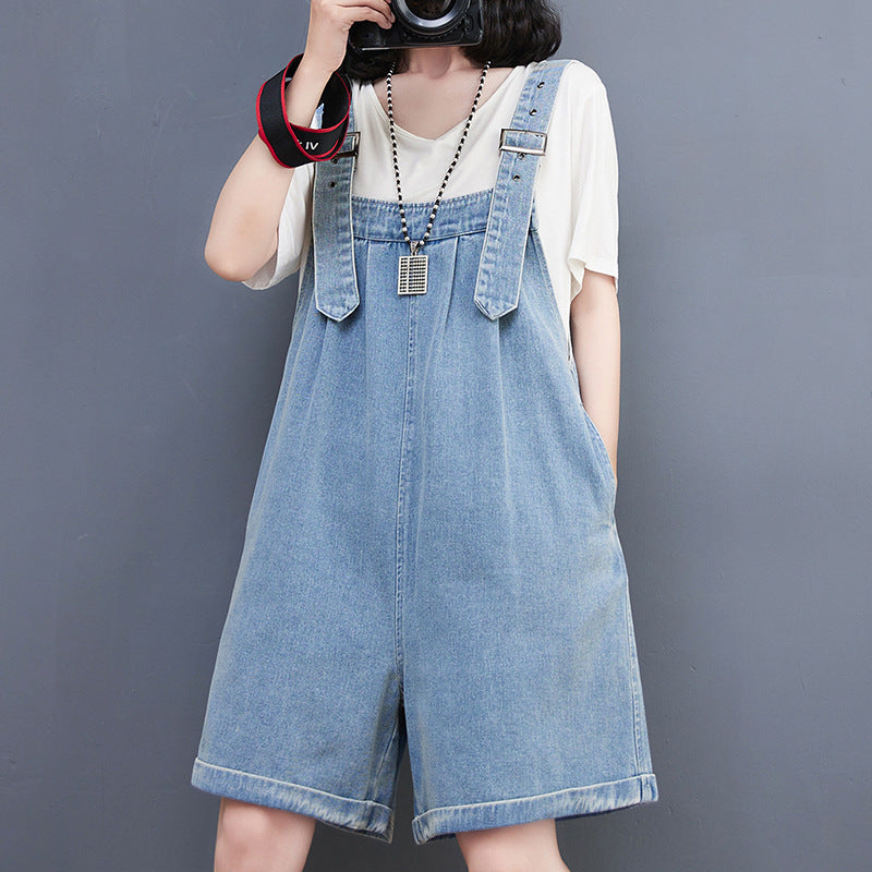 Large Size Women's New Fashion Denim Overalls Shorts Women