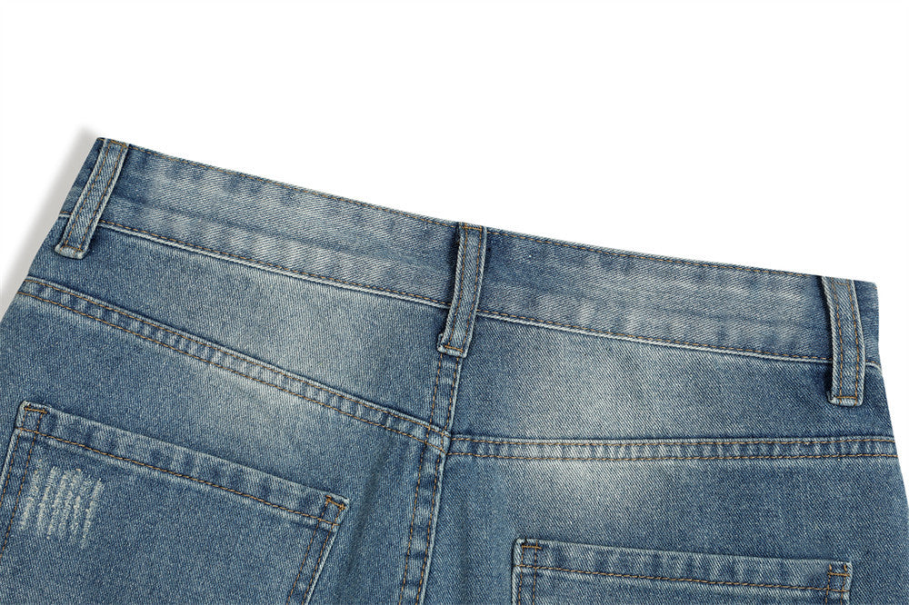 Fashion Washed Hole Denim Shorts Men