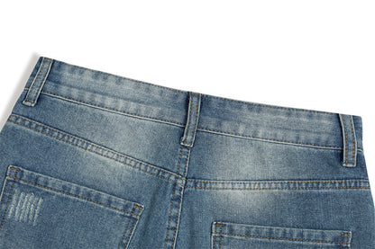 Fashion Washed Hole Denim Shorts Men