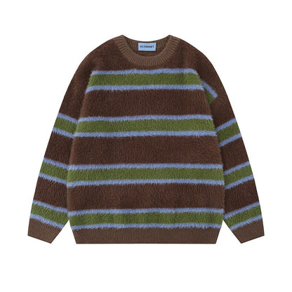 Vintage Stripe Knitted Men's And Women's Sweaters