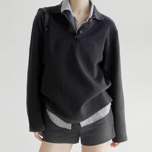 American Fashion Loose Stitching False Two-piece Sweaters Women