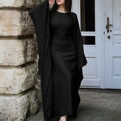 Temperament Pure Color Long Sleeve Dress Women
