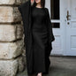 Temperament Pure Color Long Sleeve Dress Women