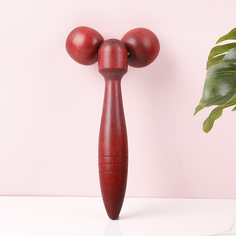 Manual Wooden Massage Equipment Facial Roller Spine Massage Double-roller Device