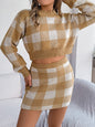 Midriff Baring Sweater Sheath Skirt Suit