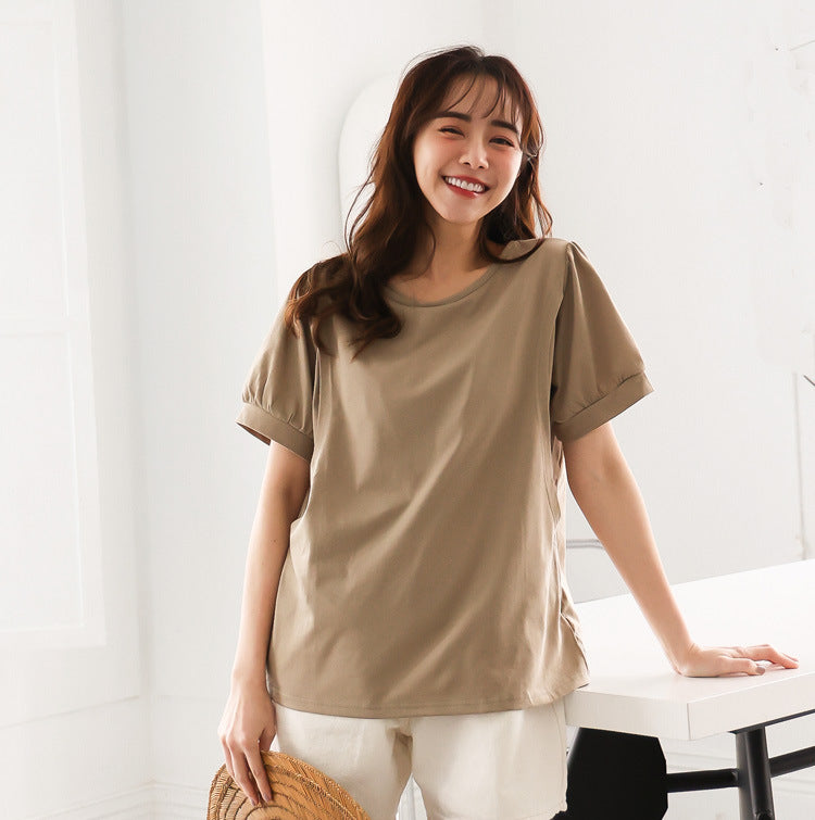 Plus Size Nursing Top Summer Casual Short Sleeve Pregnant Women