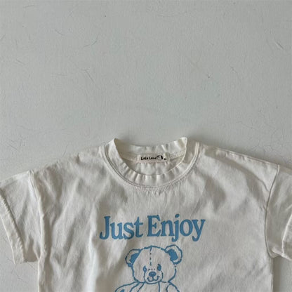 Three-color Infant Toddler Cartoon Bear Top Short-sleeved Casual T-shirt