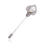 Vintage Crystal  Flower Men Suit Brooch Pin Simple Rose Flower
