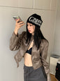 Short Biker's Leather Jacket Women