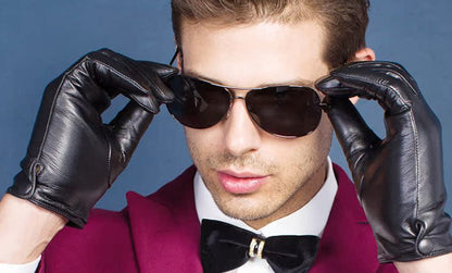 Riding A Motorcycle Driving Leather Gloves