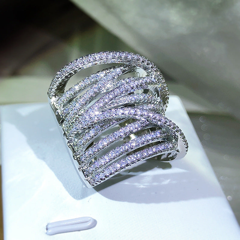 Inlaid Fine Brick Exaggerated Creative Ring