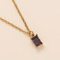Titanium Steel Necklace Rectangular 12month Birthday Stone Pendant Colorful Zircon Clavicle Chain