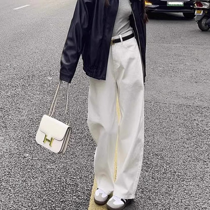 Fashion Wide-leg White Jeans For Women