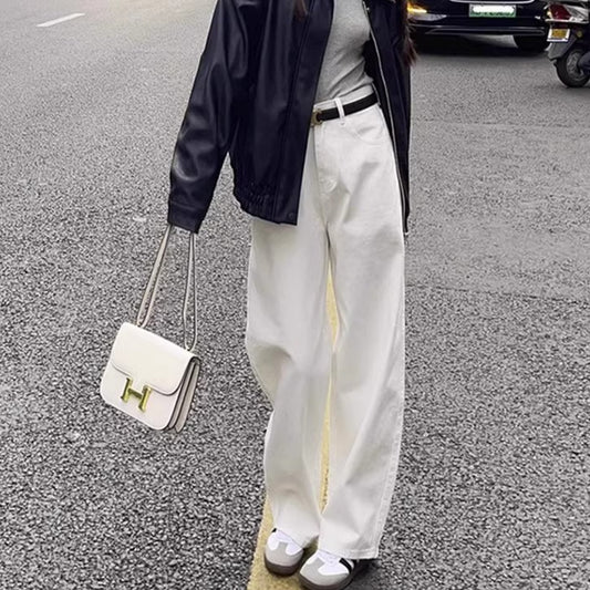 Fashion Wide-leg White Jeans For Women