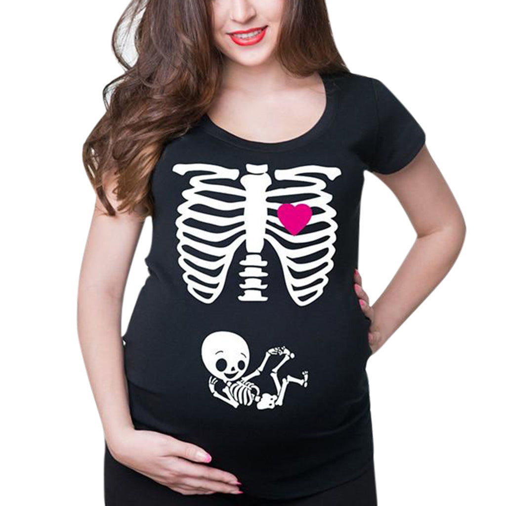 Spoof round neck maternity dress