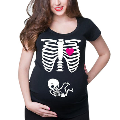 Spoof round neck maternity dress