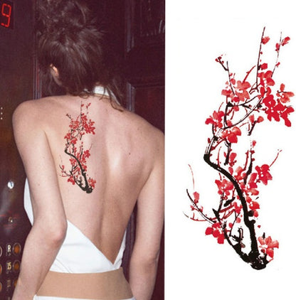 Flower tattoo sticker color sketch tattoo sticker flower peony rose plum tattoo sticker
