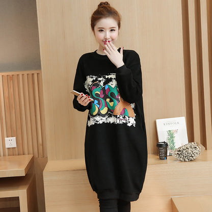 Plus size fashion printing plus velvet base shirt
