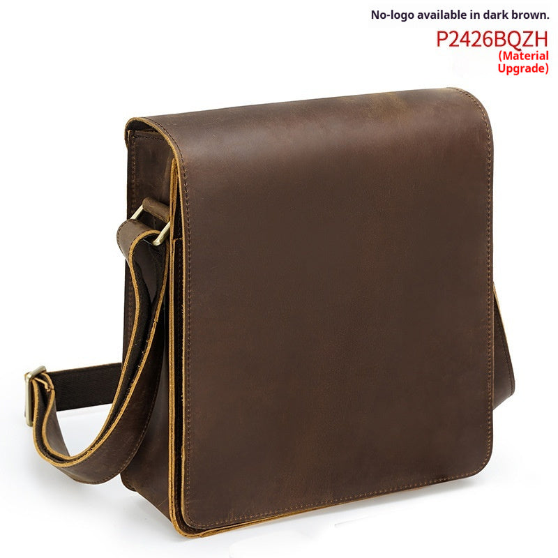 Vintage Cowhide Men's Crossbody Bag, Fashionable Genuine Leather Shoulder Bag