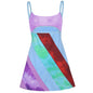 Y2K Aesthetic Patchwork Front Cut Out Stripe Spaghetti Strap Sexy Rave Party Dresses