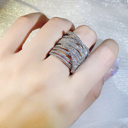 Inlaid Fine Brick Exaggerated Creative Ring