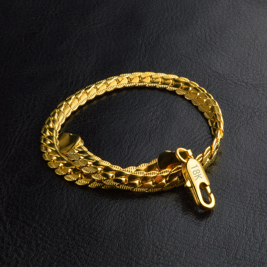 k gold color full side shrimp clasp bracelet