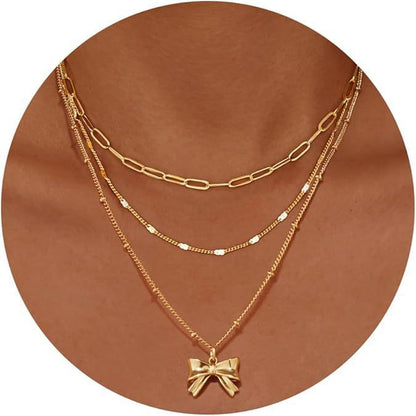 Layered Clip Necklace Electroplated Circle
