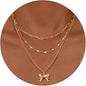 Layered Clip Necklace Electroplated Circle