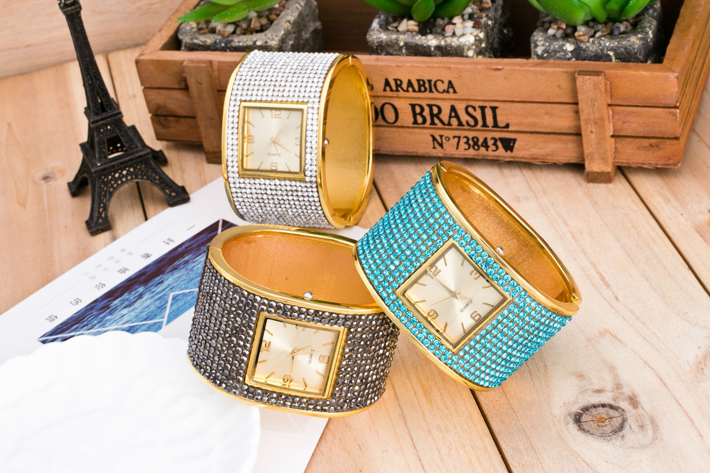 Diamond-studded fashion watch