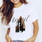 Travel Vacation Girl Fashion Girl Print T-shirt Short Sleeve