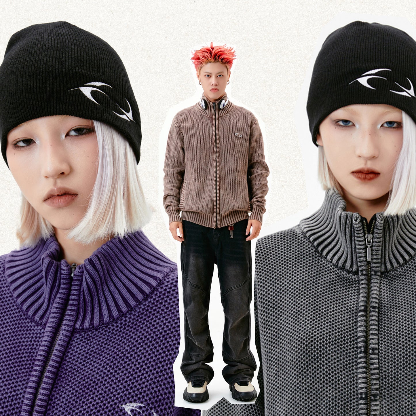 Cardigan Zipper Turtleneck Knitting Sweater