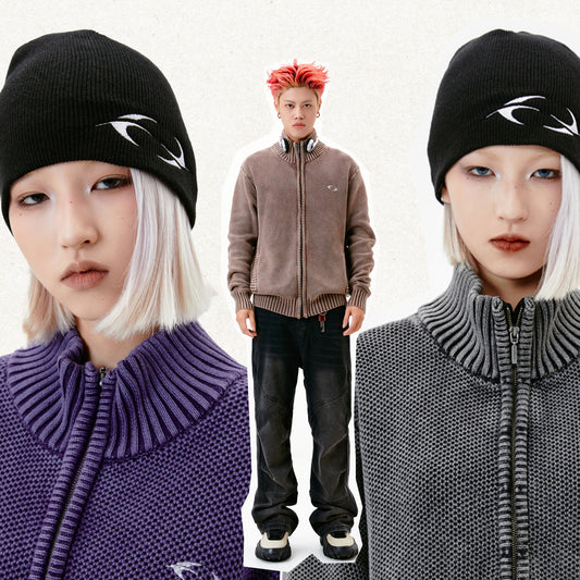 Cardigan Zipper Turtleneck Knitting Sweater