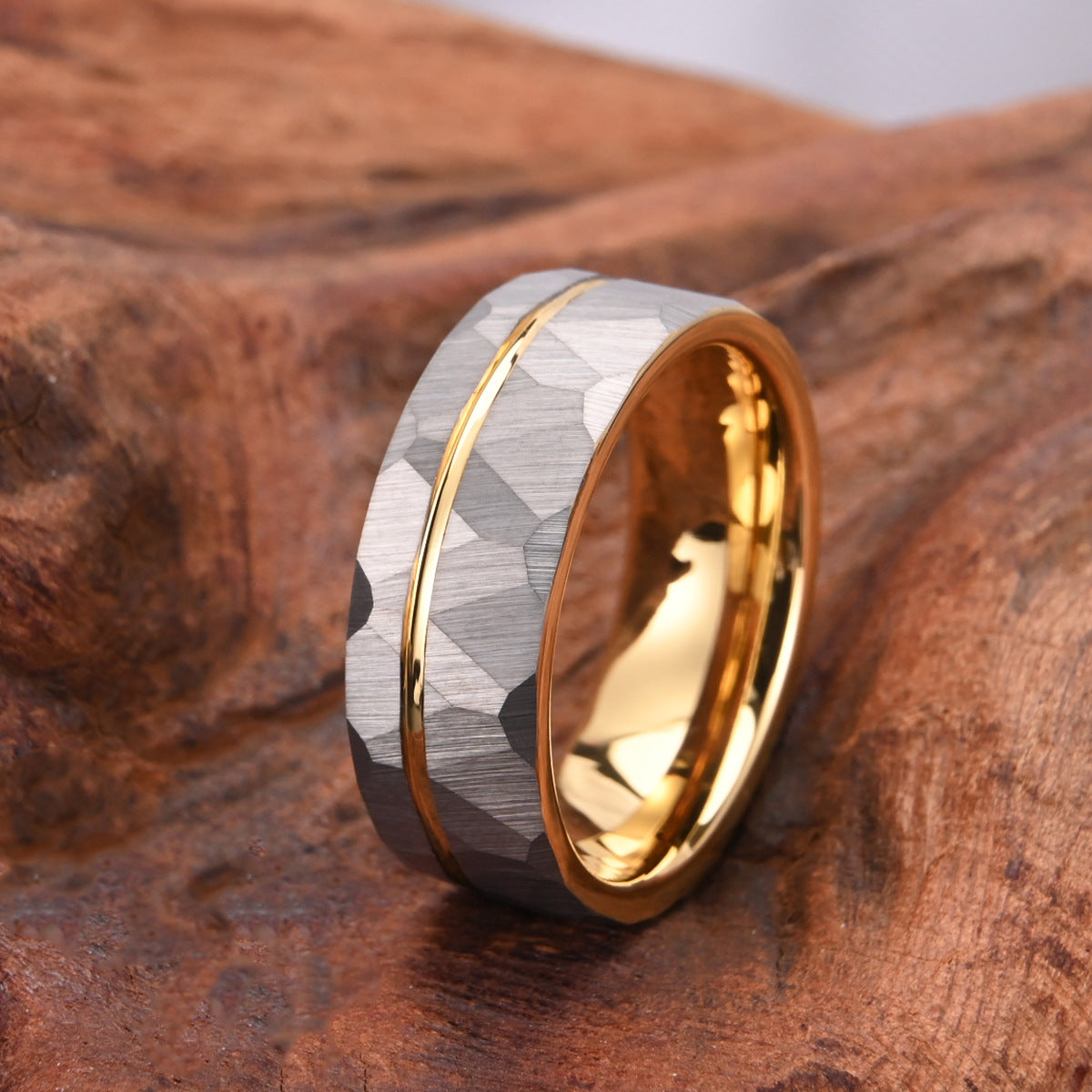 8-width Tungsten Gold Ring For Men