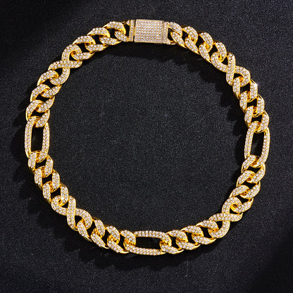 15mm Heavy-duty Cuban Chain Alloy Full Diamond Hip-hop Necklace