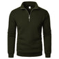 Men's Stand Collar Half Zip Casual Solid Color Long Sleeve