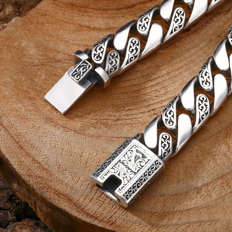 Thick Tangcao pattern silver chain
