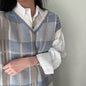V-neck Sweater Vest Layered Knitted Loose Bottom White Shirt Women