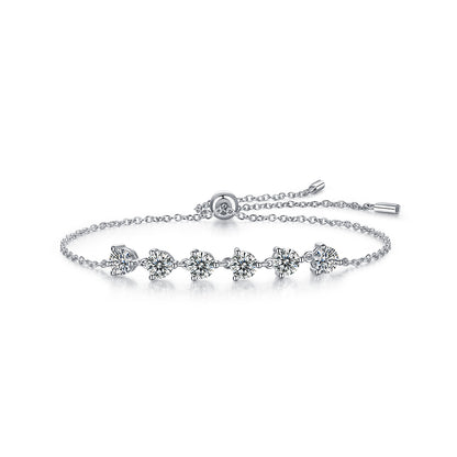 Dreamy Beauty Permeates - A Fashionable And Light Luxury Jewelry Silver Bracelet And Bracelet Set With Top-quality Moissanite, S925 Silver-plated Platinum