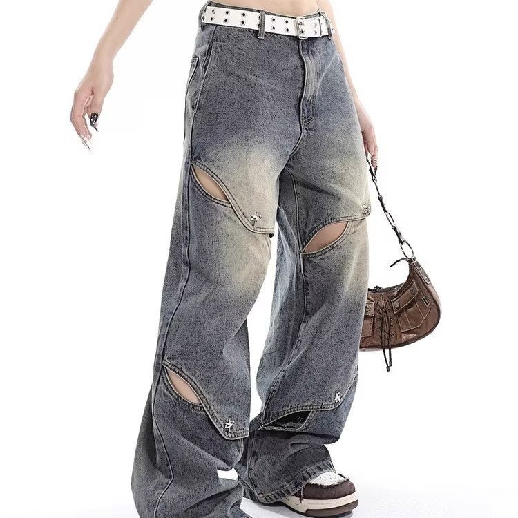 Fashion Retro Wide Leg Jeans For Women