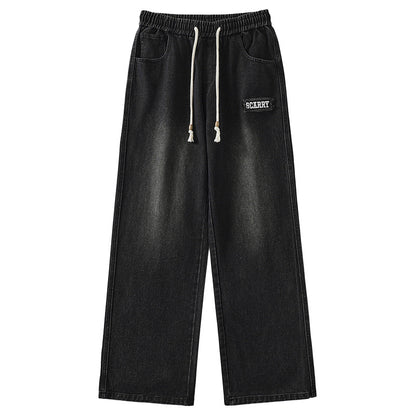 Fashion Letter Embroidery Black Jeans For Women