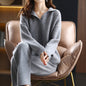 Suit Women Loose Lapel Sweater Wide Leg Pants Fashion Knitted Two-piece Trend