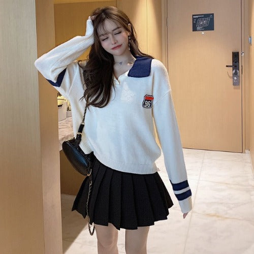 Two-piece sweater pleated skirt