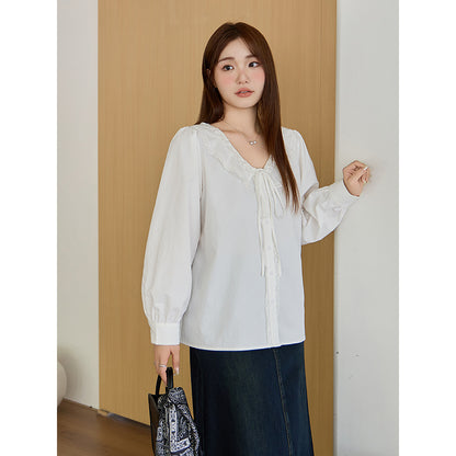 Casual Solid Color Loose Slimming Top Blouse Women