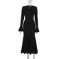 Fashion Ruffles Hem Long Sleeve Dress Women