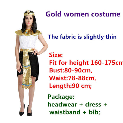 Carnival Party Exotic Cleopatra Cosplay Egyptian Pharaoh Costumes For Men Women Princess Christmas Party Dress
