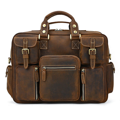 Horse Leather Men's Shoulder Bag Leather Laptop Men's Briefcase Portable