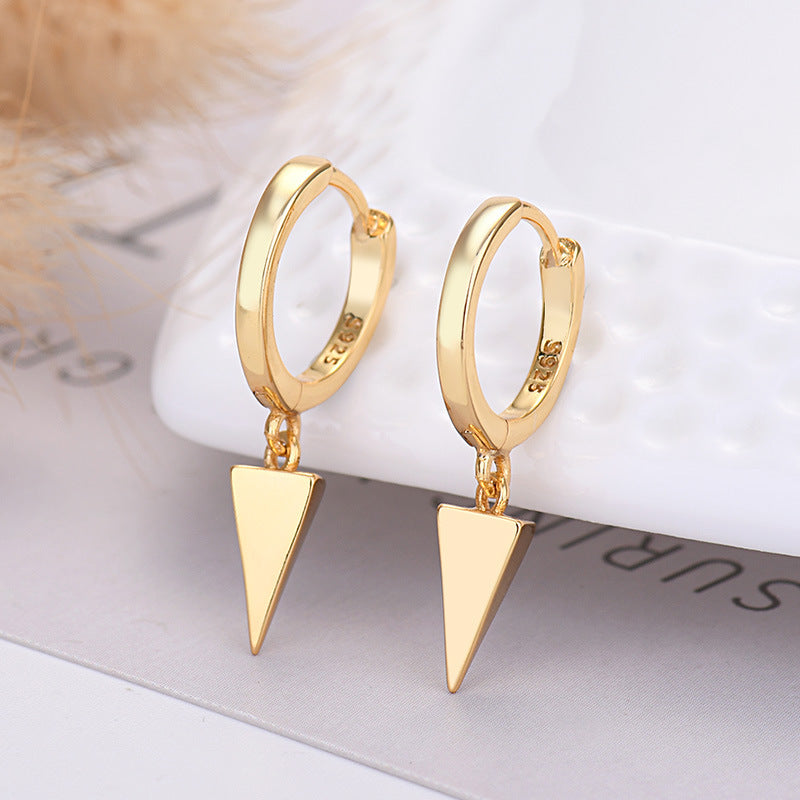 Light Luxury Glossy Tapered 925 Silver Needle Earrings