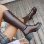 Chunky Heeled Figure Flattering European And American Style Knee High Boots