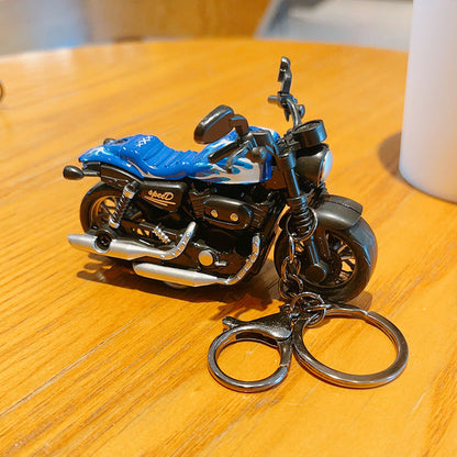 Cartoon Mini Motorcycle Pull-back Toy Keychain